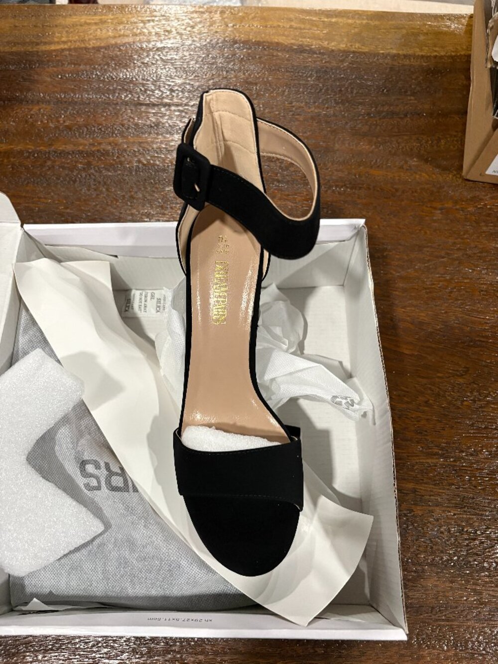 Hi-Lo Ladies Strap Open Toe Stacked Heels Shoes Cocktail Dancer Black sz 10